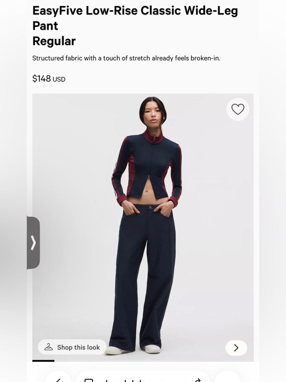 NWT! Lululemon EasyFive Low-Rise Classic Wide-Leg Pant
Regular